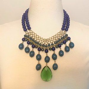 Vintage Blue & Green With Chain Necklace